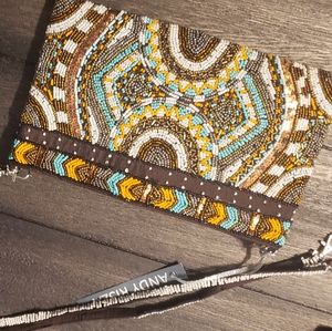NWT hand beaded clutch